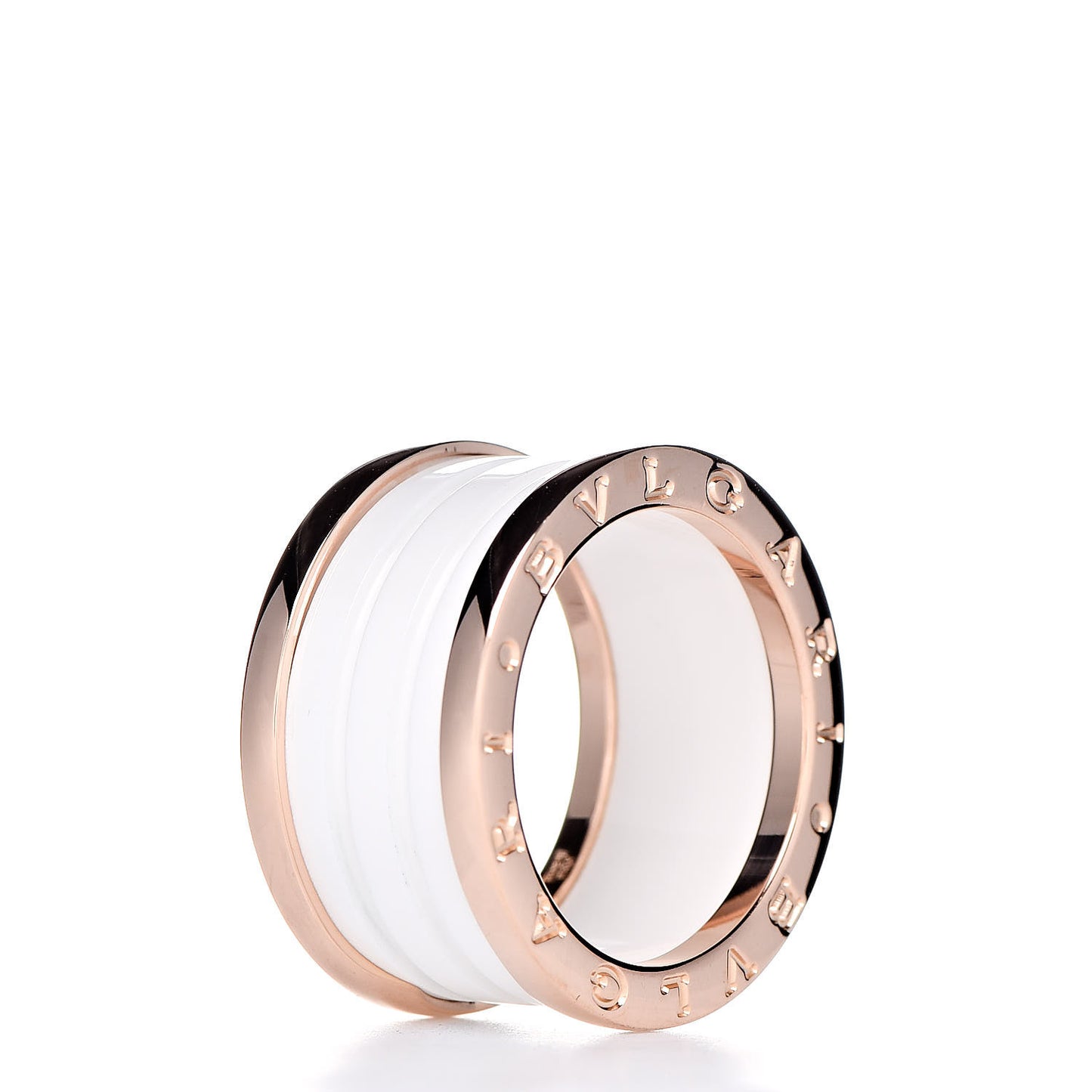 18K Rose Gold White Ceramic B.Zero1 Four-Band Ring 54 6.75
