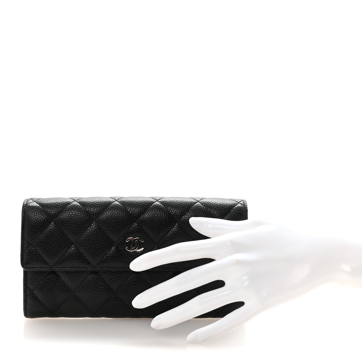 Chanel Caviar Quilted Large Gusset Flap Wallet Black 1878098