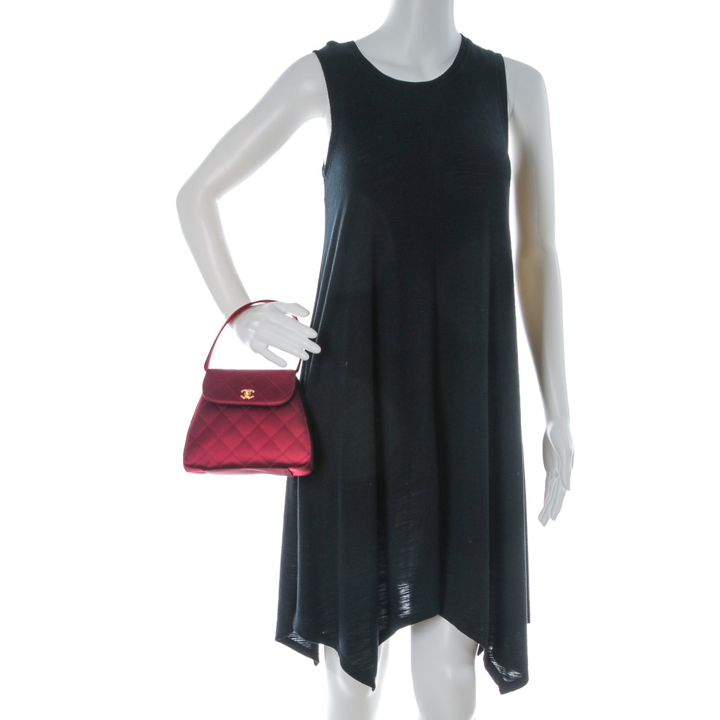 Satin Quilted Evening Bag Red