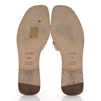 Hermes Metallic Calfskin Oran Sandals 38.5 Rose Dore 7 of 12