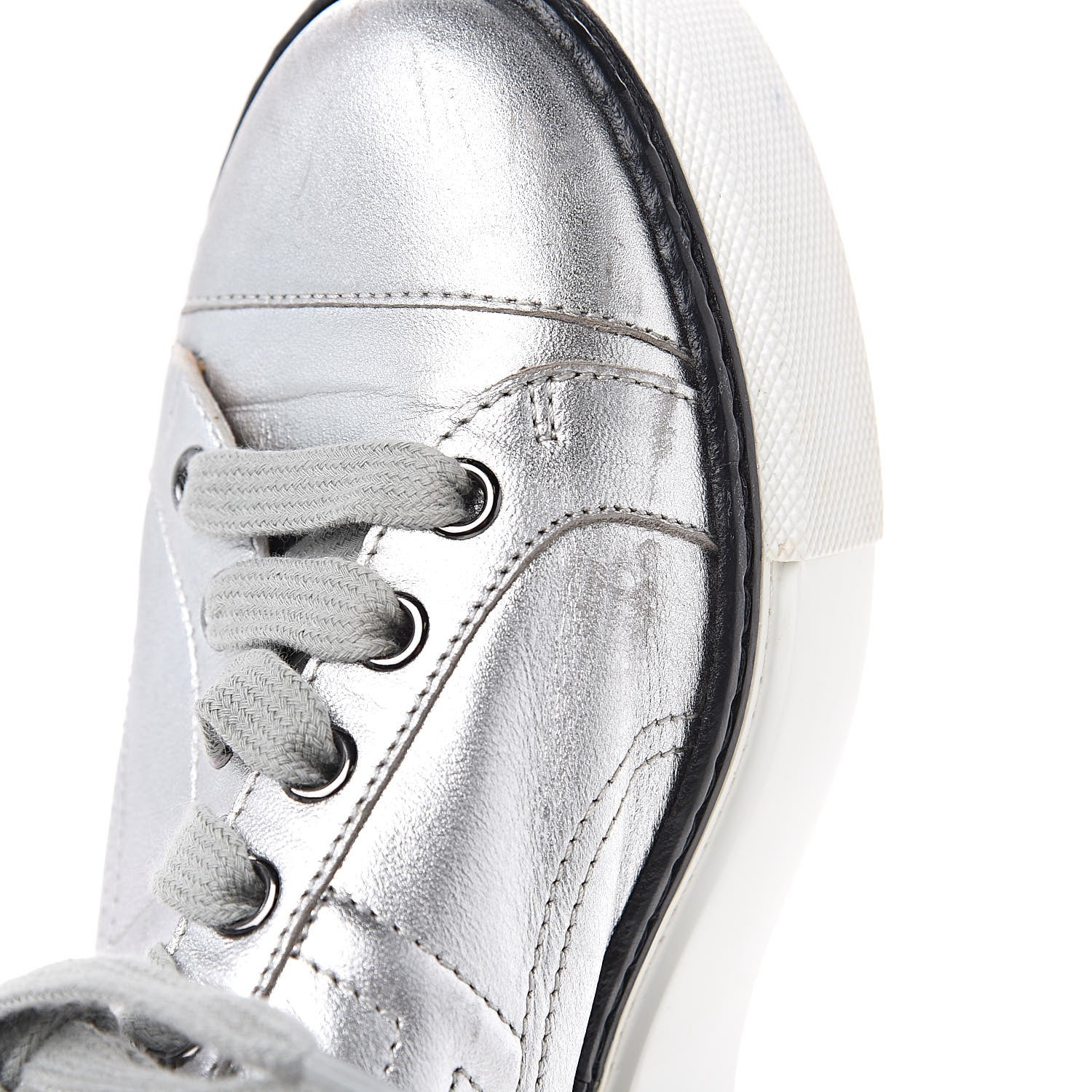 Hermes Metallic Nappa Polo Sneakers 35.5 Argent Black 13 of 14