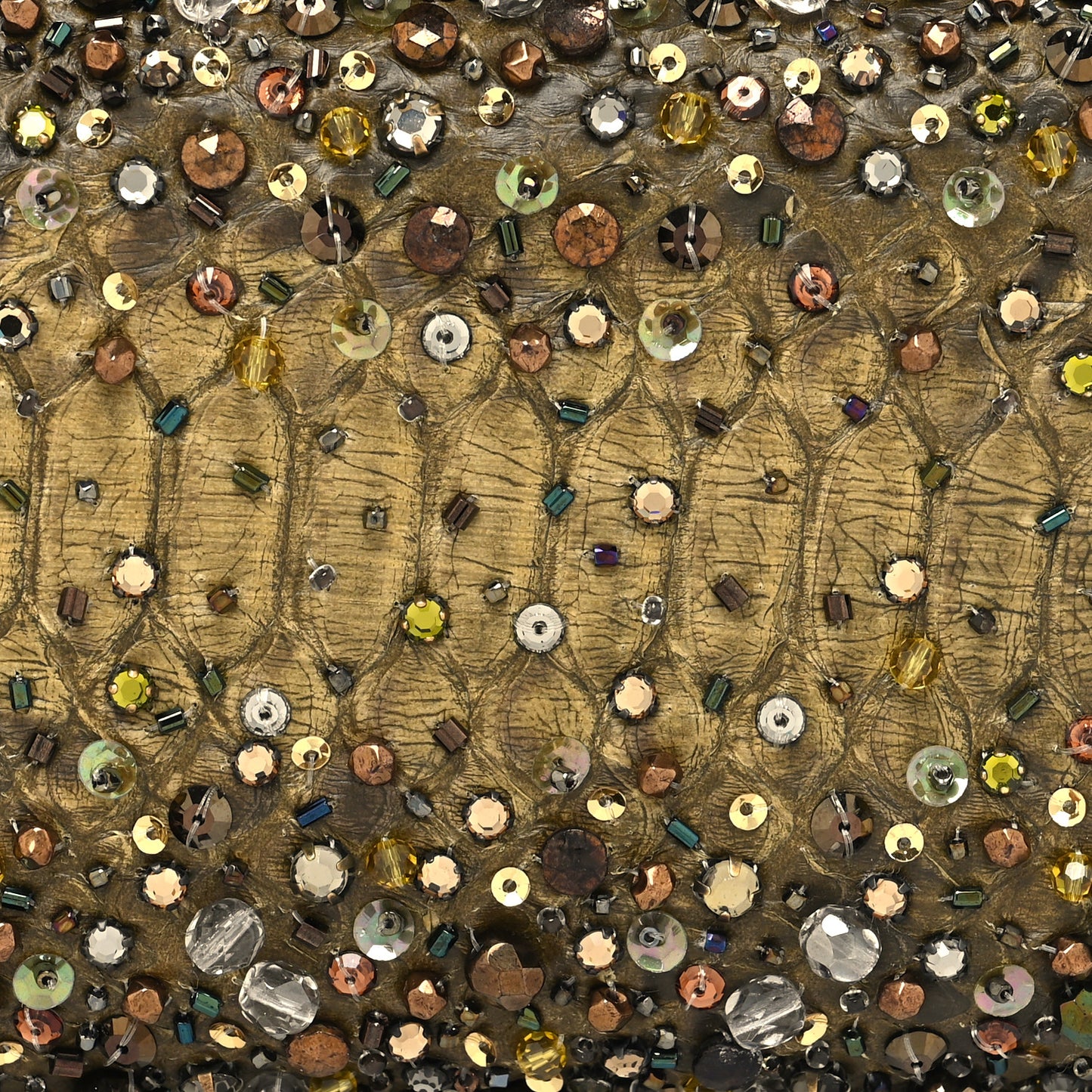 Snakeskin Crystal Bead Embellished Knot Clutch