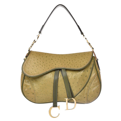 Christian Dior Ostrich Double Saddle Bag Green 1 of 15
