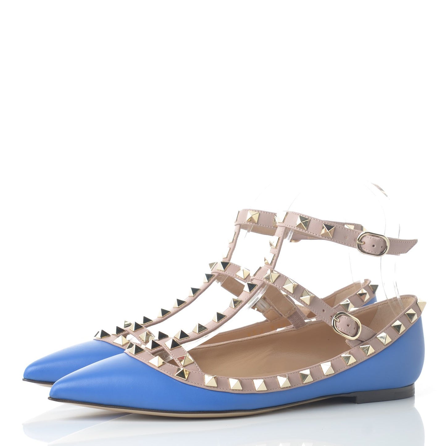Nappa Rockstud Cage Ballerina Flats 36.5 Light Sapphire Poudre