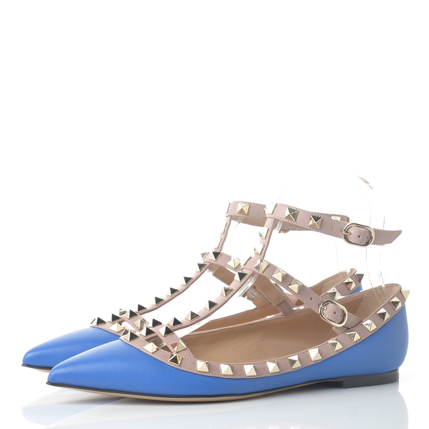 Valentino Garavani Nappa Rockstud Cage Ballerina Flats 36.5 Light Sapphire Poudre 3 of 8