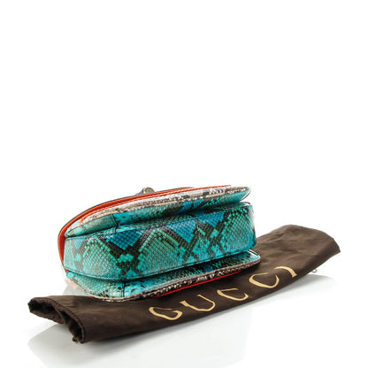 Gucci Python Medium New Bamboo Top Handle Bag Neon Orange Raspberry Aquamarine 4 of 7