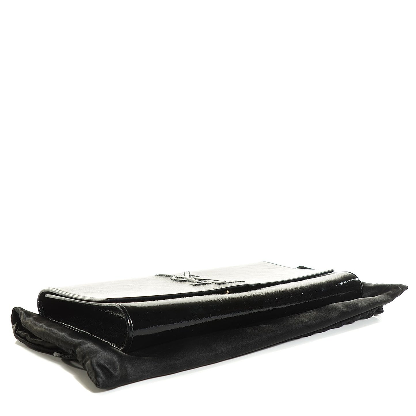Textured Patent Monogram Large Belle De Jour Clutch Black