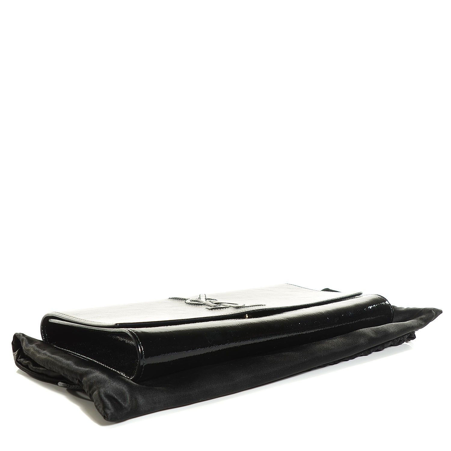 Saint Laurent Textured Patent Monogram Large Belle De Jour Clutch Black 4 of 8