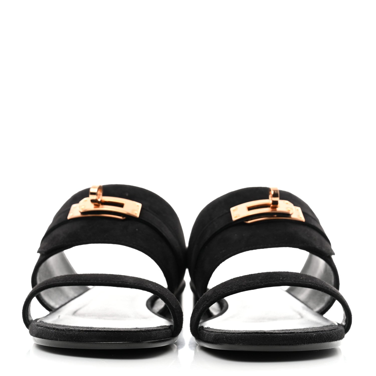 Hermes Suede Goatskin Avenue Sandals 36 Black 2 of 9