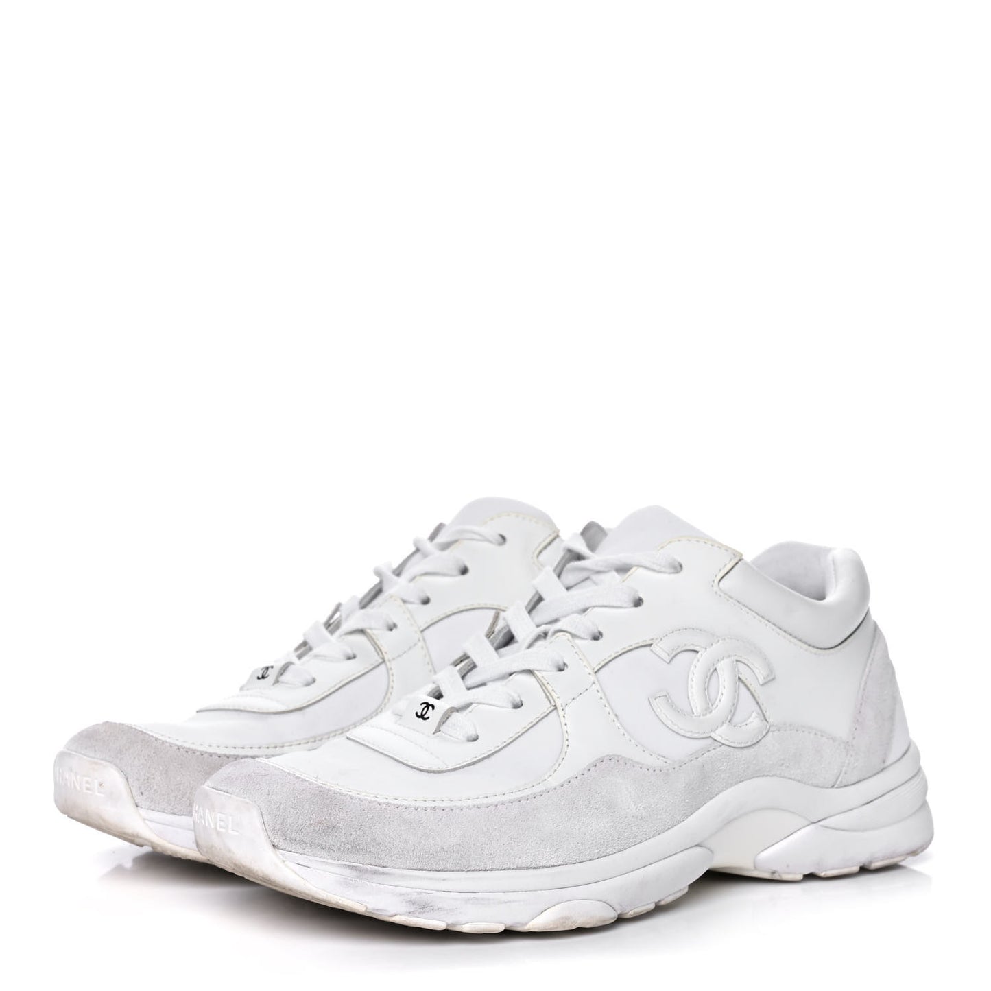 Suede Calfskin Fabric CC Sneakers 40.5 White