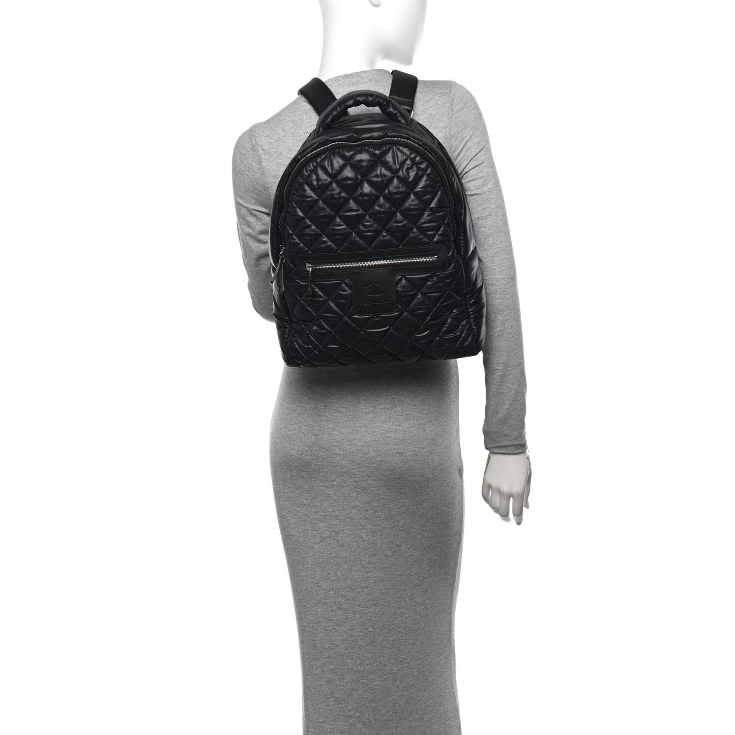 Nylon Quilted Coco Cocoon Backpack Black
