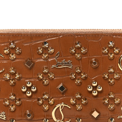 Christian Louboutin Calfskin Crocodile Embossed Loubinthesky Panettone Zip Around Wallet Biscotto Gold 7 of 8