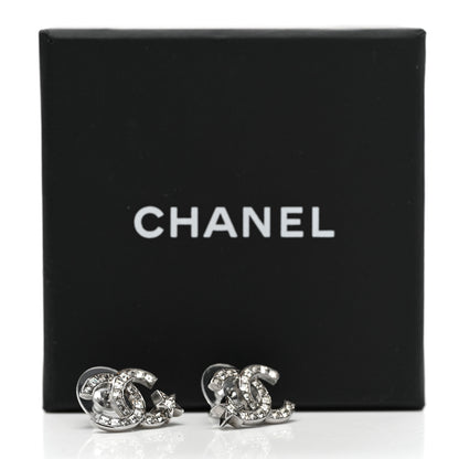 Chanel Crystal CC Starfall Earrings Silver 5 of 5