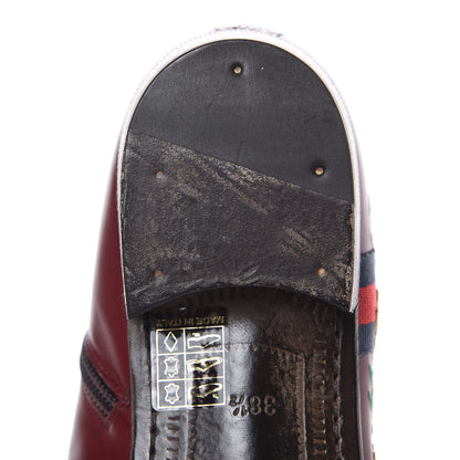 Gucci Calfskin Malaga Kid Lizard Web Dragon Embroidered Ankle Boots 38.5 Burgundy 8 of 10