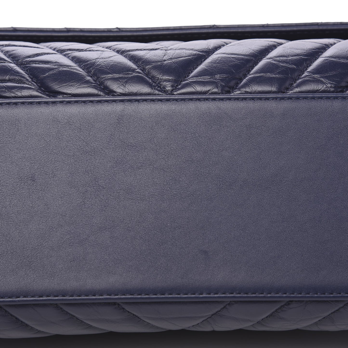 Aged Calfskin Chevron Quilted Small Coco Handle Flap Navy