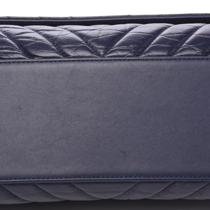 Chanel Aged Calfskin Chevron Quilted Small Coco Handle Flap Navy 9 of 11