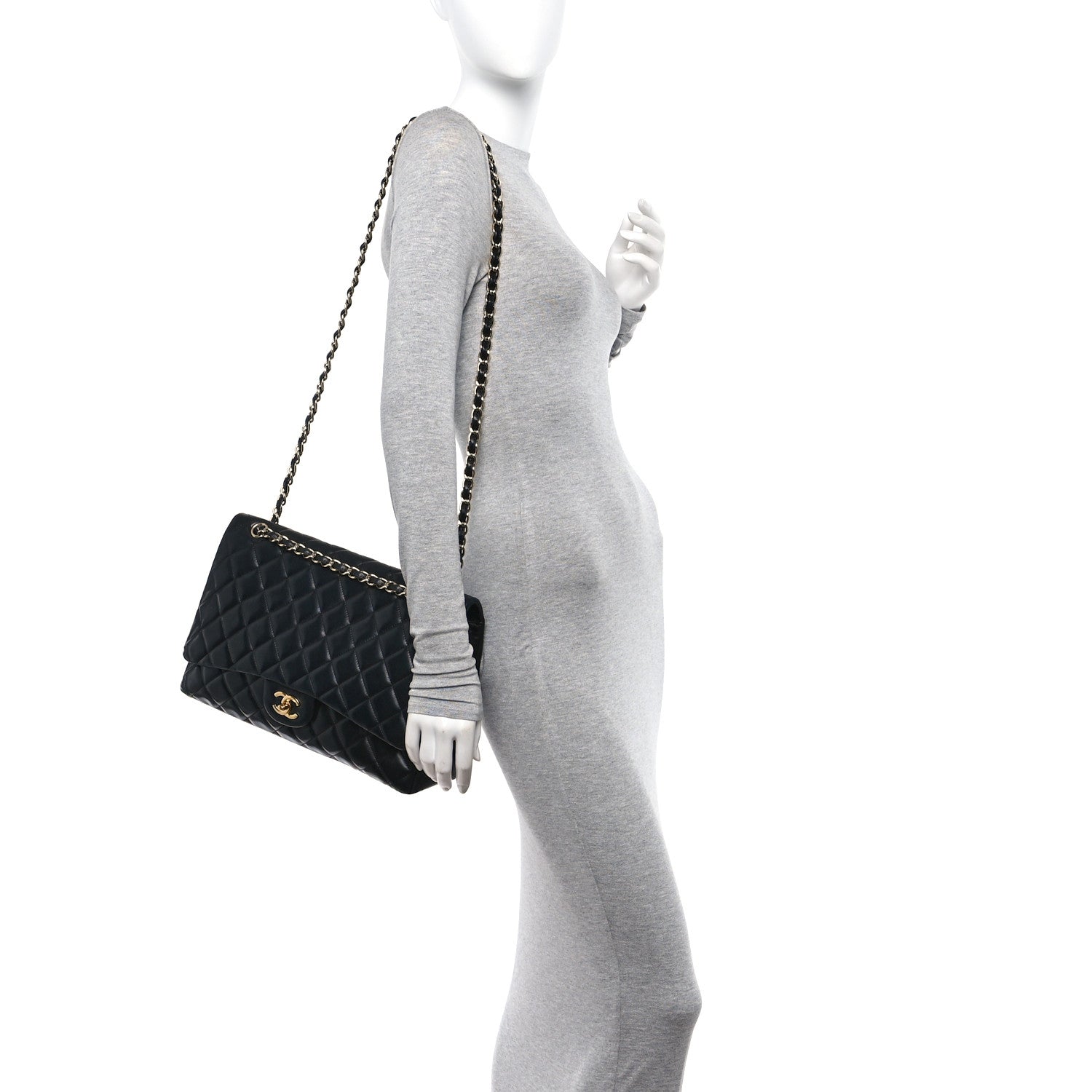 Chanel Lambskin Quilted Maxi Single Flap Black 2 of 12