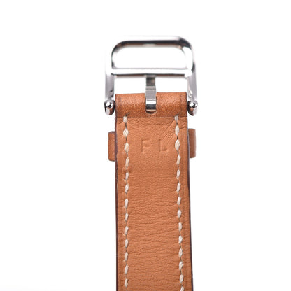 Hermes Stainless Steel Barenia 20mm Kelly Cadena Double Tour Quartz Watch Fauve 9 of 12