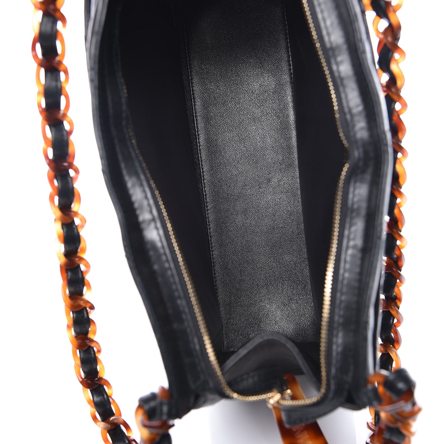 Lambskin Tortoise Chain Shoulder Bag Black