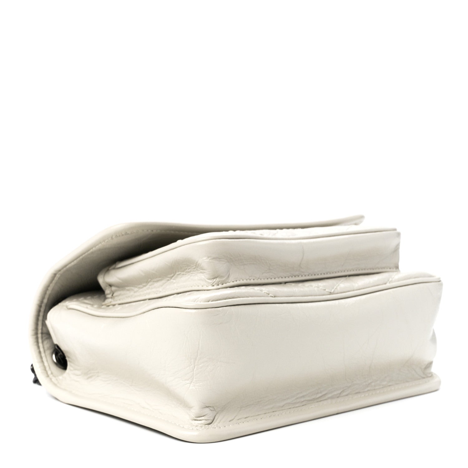 Saint Laurent Crinkled Calfskin Matelasse Monogram Baby Niki Chain Satchel White 4 of 13