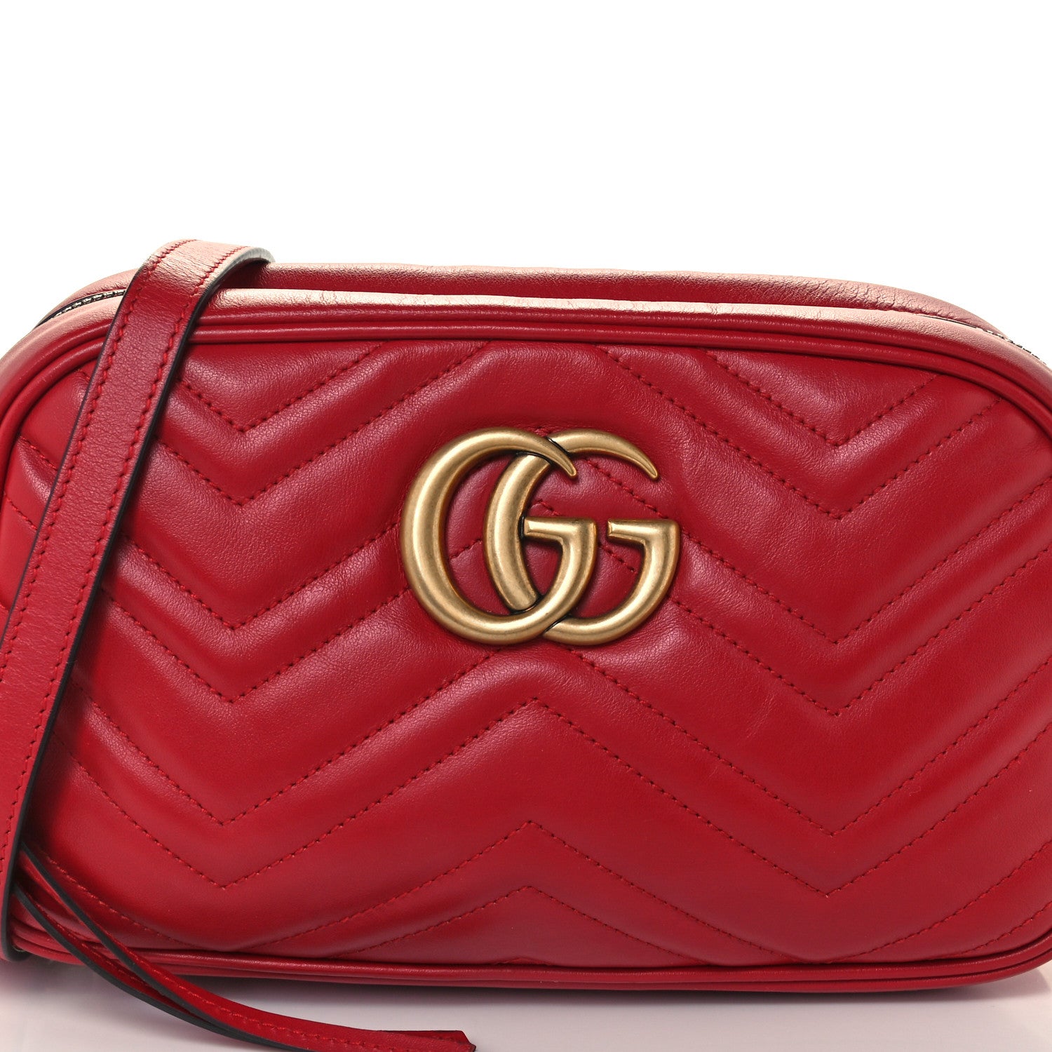 Gucci Calfskin Matelasse Small GG Marmont Chain Shoulder Bag Hibiscus Red 9 of 11