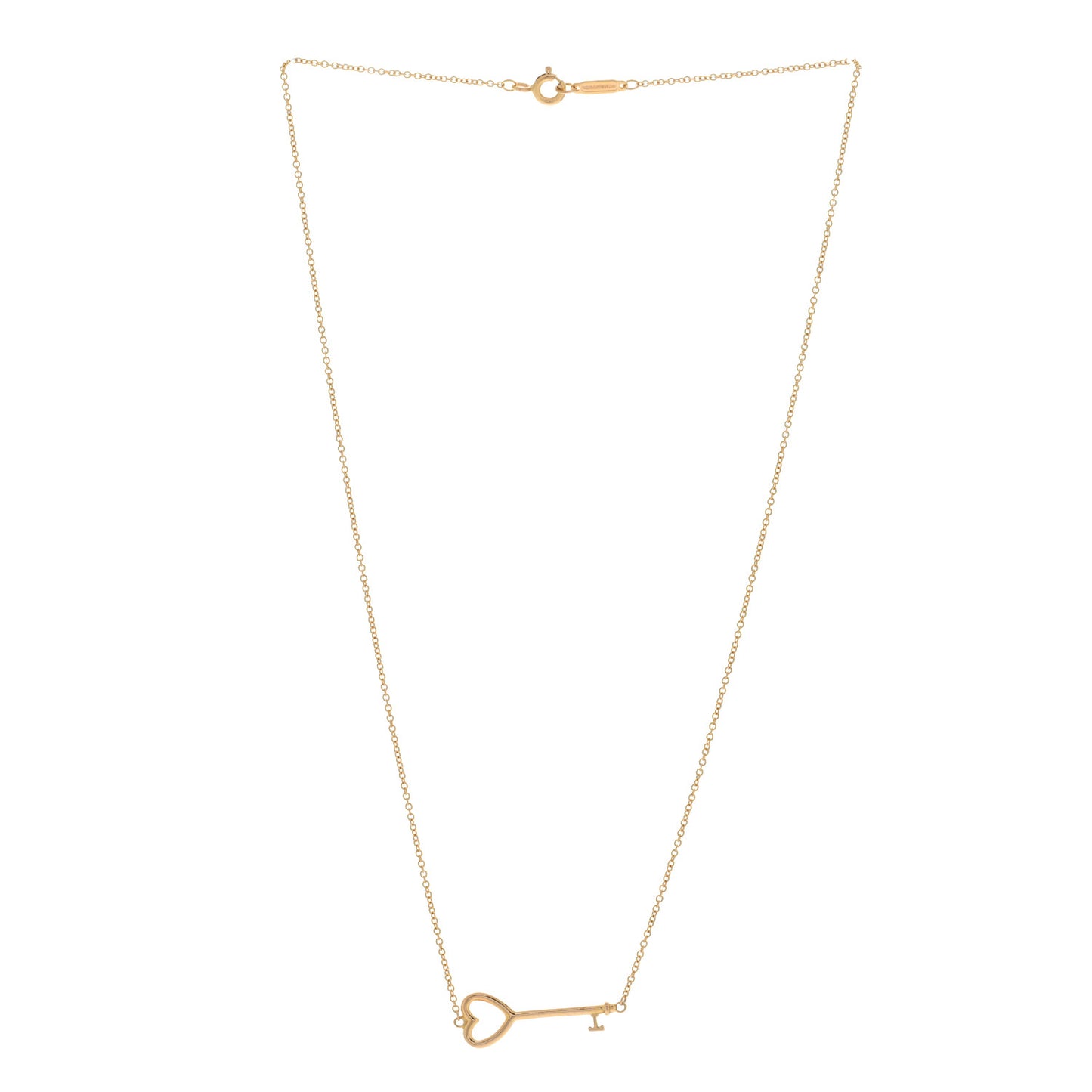 18K Yellow Gold Heart Key Pendant Necklace