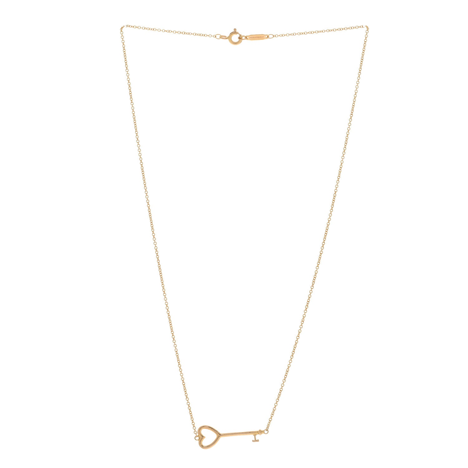 Tiffany 18K Yellow Gold Heart Key Pendant Necklace 2 of 4