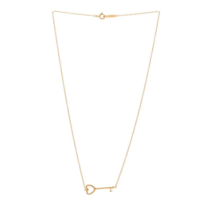 Tiffany 18K Yellow Gold Heart Key Pendant Necklace 2 of 4