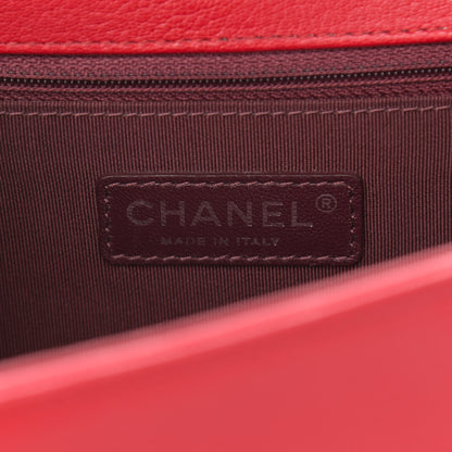 Chanel Goatskin Quilted Patent New Medium Duo Boy Flap Red 6 of 11
