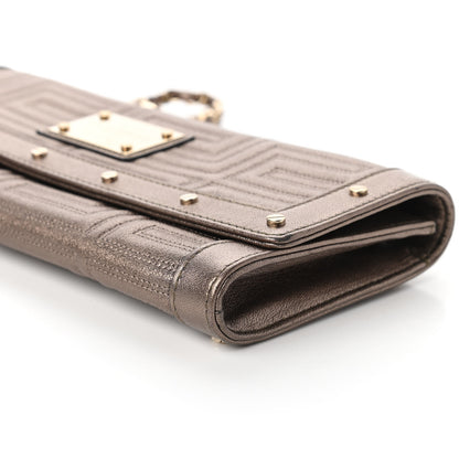 Versace Metallic Lambskin Couture Chain Clutch Bronze 7 of 9