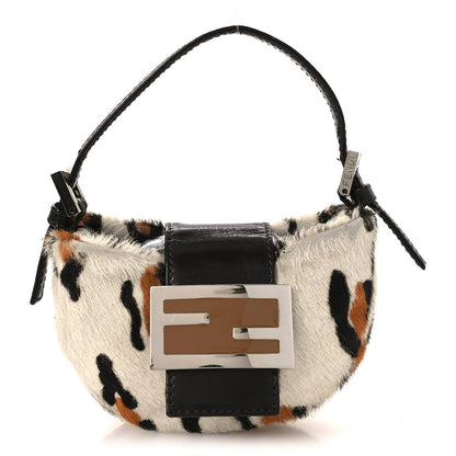 Fendi Calf Hair Leopard Print Croissant White Brown 1 of 12