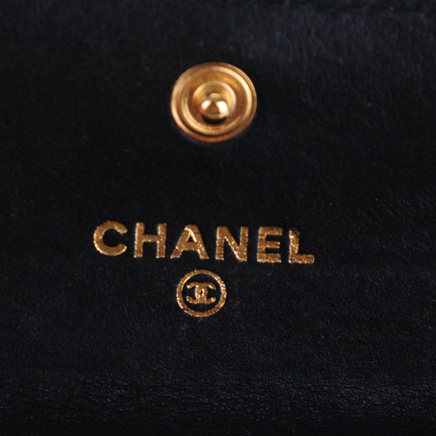 Lambskin Camellia Embossed Card Holder Black