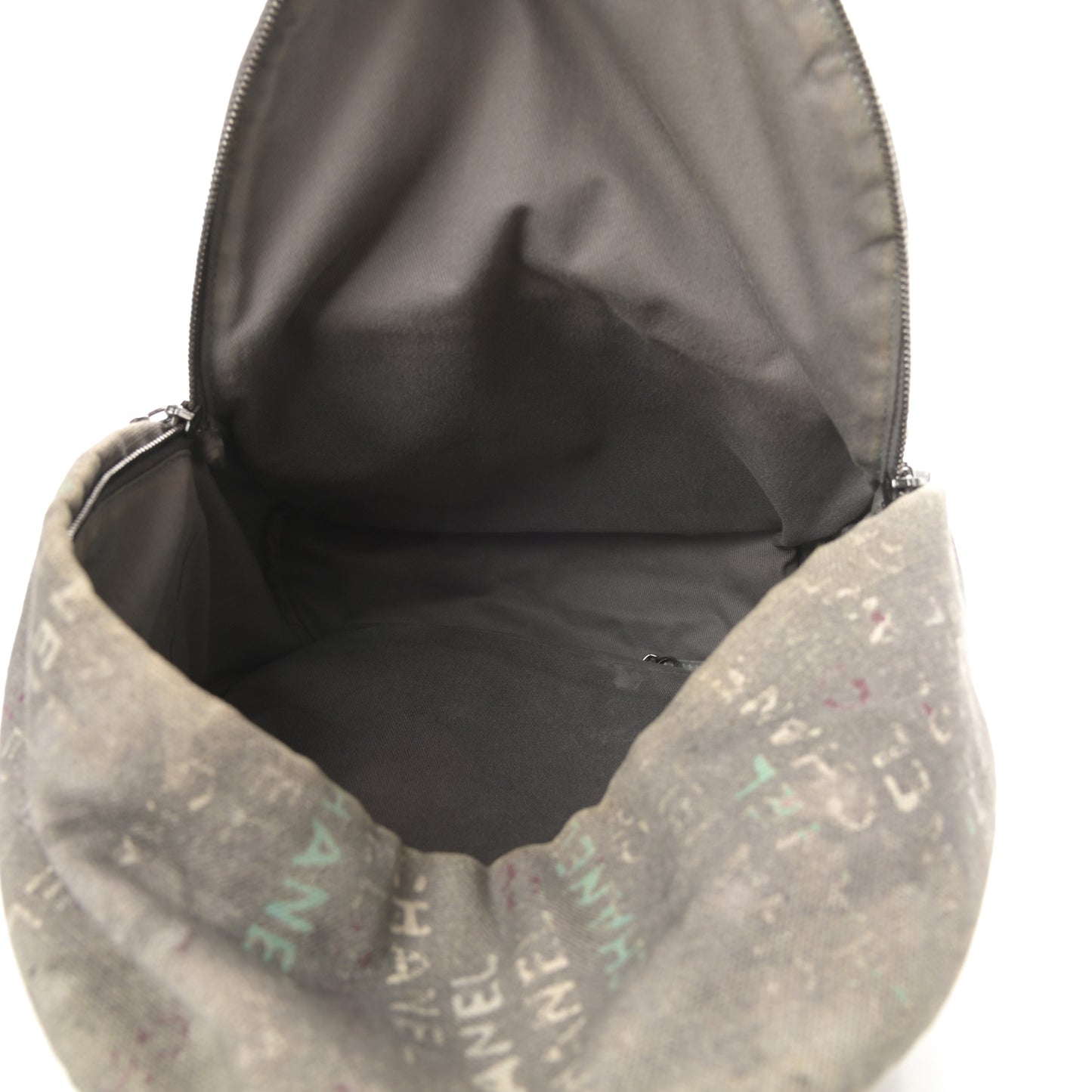 Graffiti Printed Canvas Medium Backpack Grey