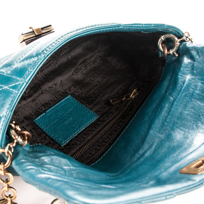 Lanvin Lambskin Quilted Happy Long Crossbody Blue 5 of 7