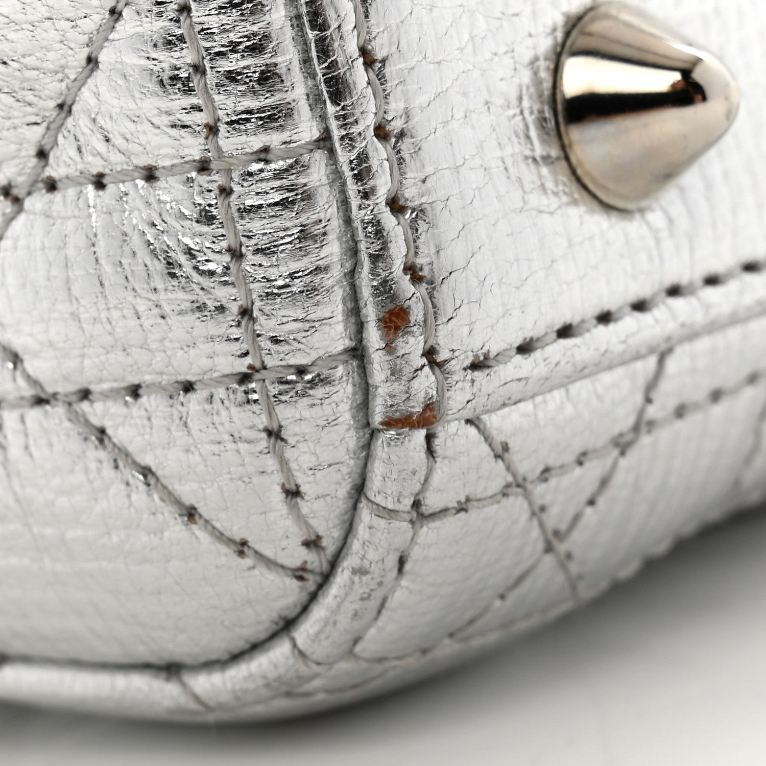 Christian Dior Metallic Grained Calfskin Cannage Small Lucky Badges My Lady Dior Silver 14 of 14