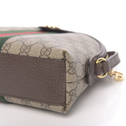 Gucci GG Supreme Monogram Textured Dollar Calfskin Web Small Ophidia Dome Shoulder Bag Beige Ebony New Acero 9 of 12