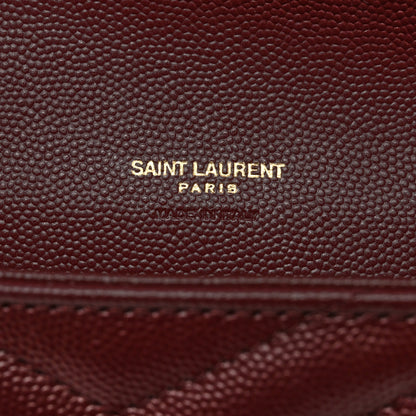 Saint Laurent Grain De Poudre Matelasse Chevron Monogram Envelope Clutch Rouge Legion 6 of 8