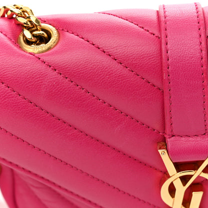 Saint Laurent Calfskin Matelasse Chevron Classic Monogram Baby Chain Bag Fuchsia 10 of 12