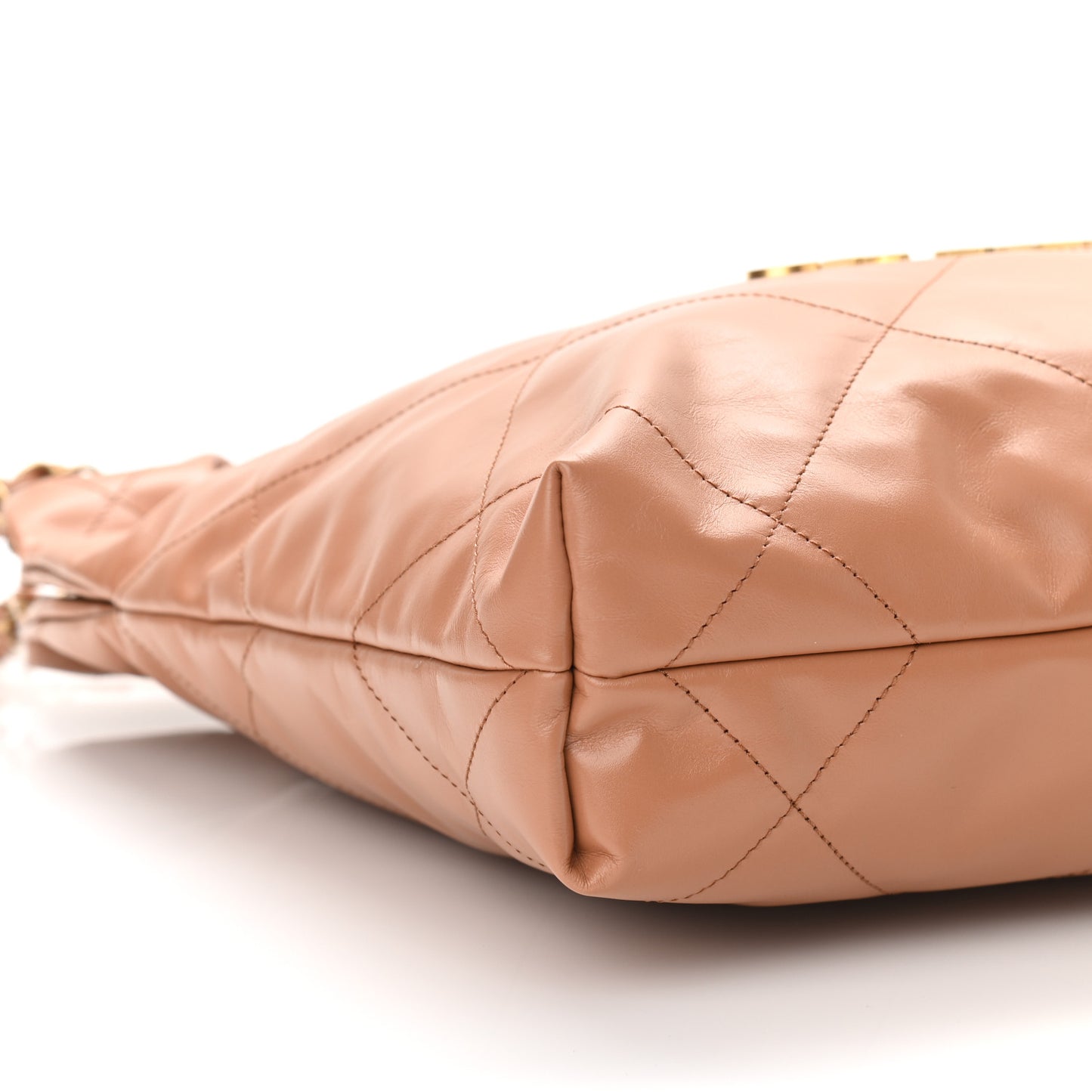 Shiny Calfskin Quilted Small Chanel 22 Camel
