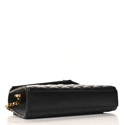 Saint Laurent Grain De Poudre Textured Mixed Matelasse Triquilt Medium Monogram Satchel Black 4 of 9