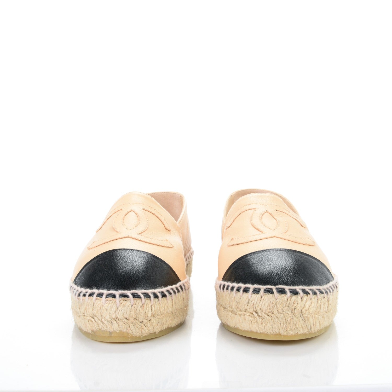 Chanel Lambskin CC Espadrilles 35 Beige Black 2 of 12