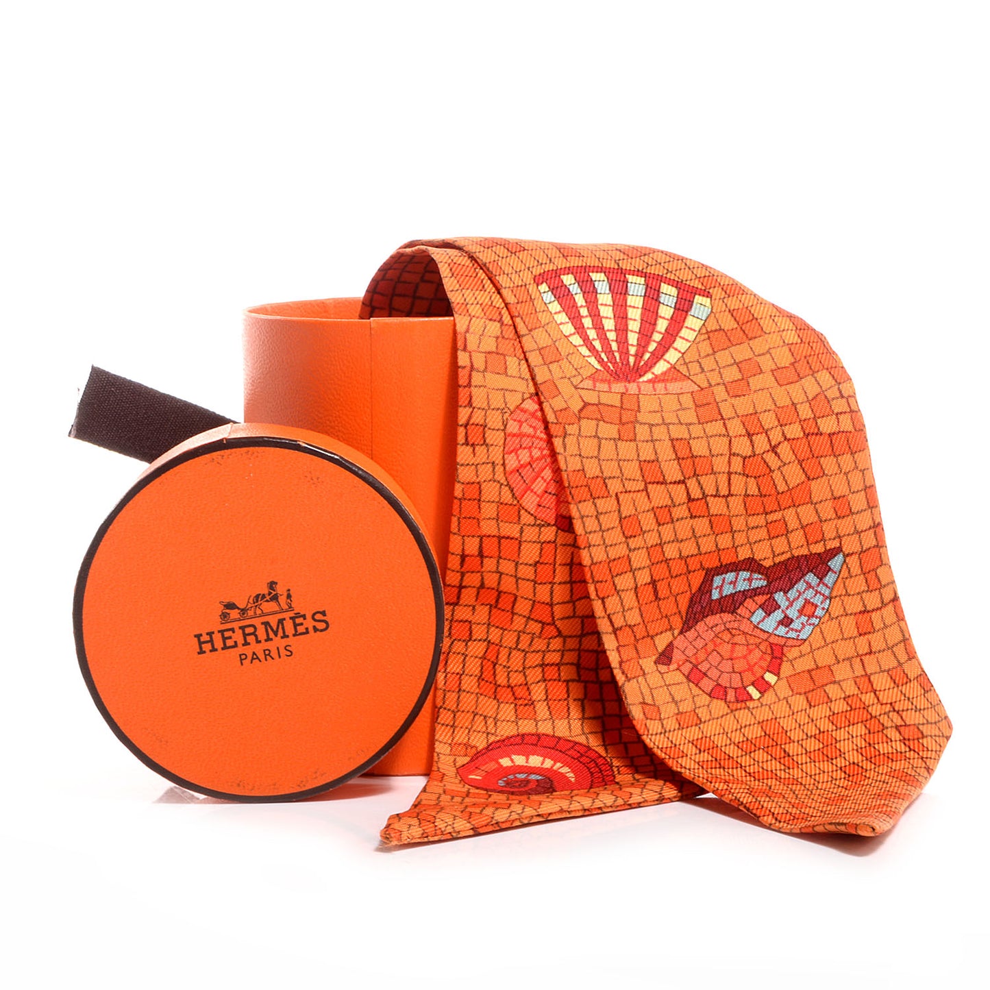 Silk Sea Shells Mosaic Twilly Orange