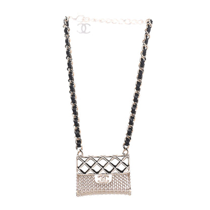 Chanel Metal Lambskin Chain Micro Bag Necklace Gold Black 2 of 4