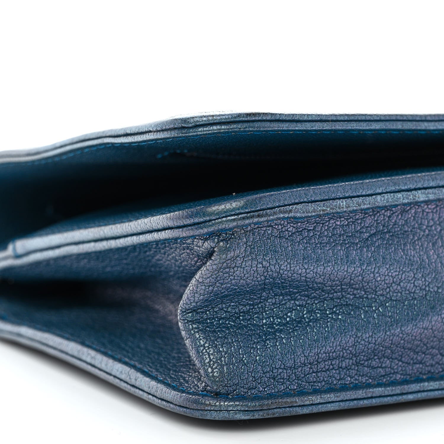 Chanel Iridescent Goatskin Quilted Boy Wallet On Chain WOC Blue 11 of 13