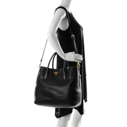 Prada Vitello Daino Tote Nero Black 2 of 8