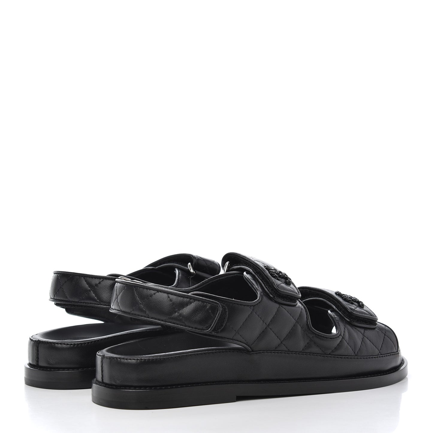 Lambskin Velcro Dad Sandals 37 Black
