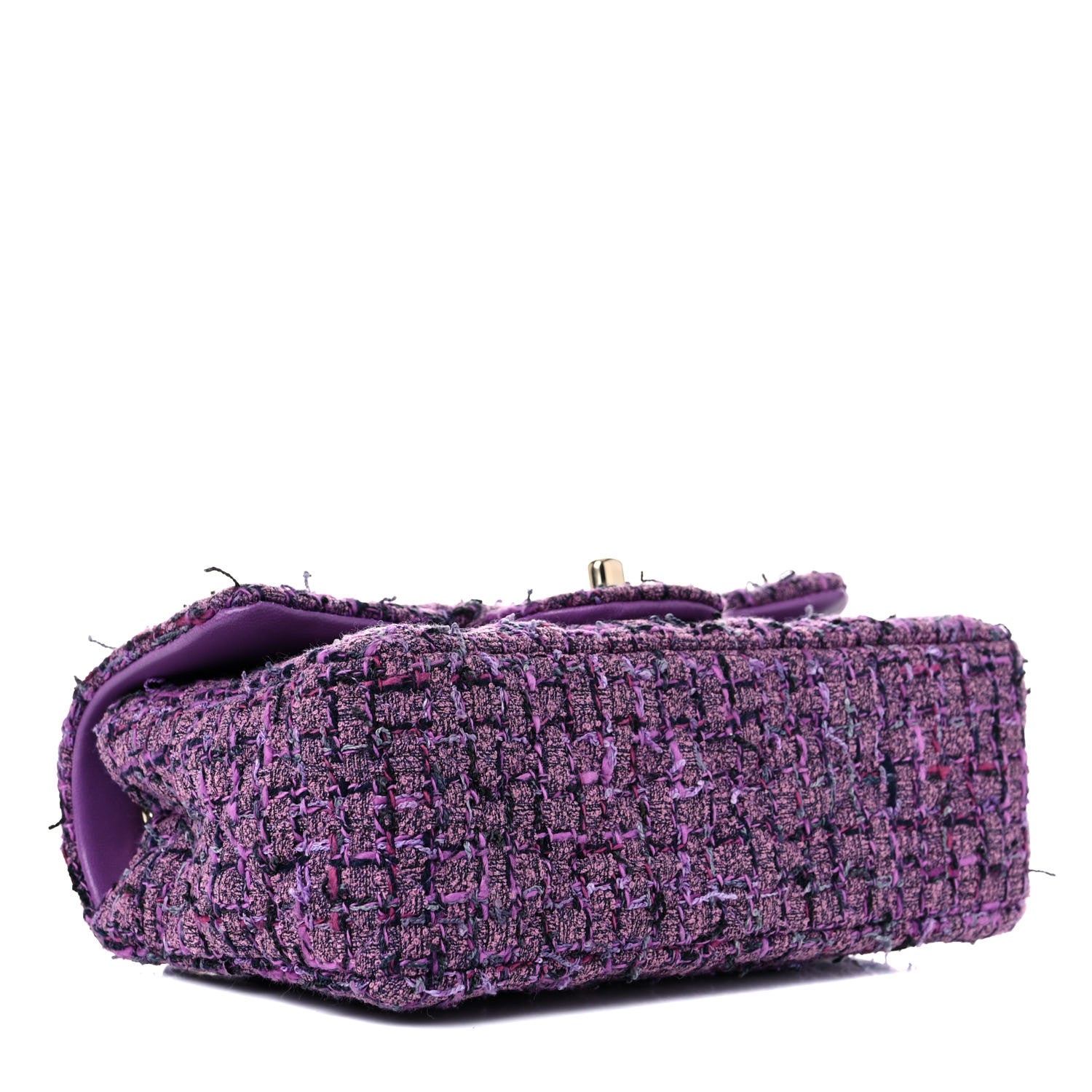 Chanel Tweed Quilted Mini Rectangular Flap Light Purple Pink Navy 4 of 10