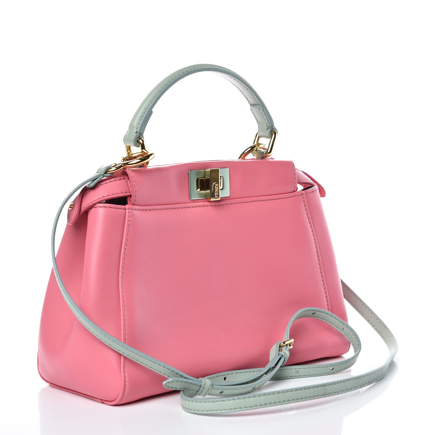 Fendi Nappa Colorblock Mini Peekaboo Iconic Satchel Rosa Fluo Oxigen Slate 3 of 9