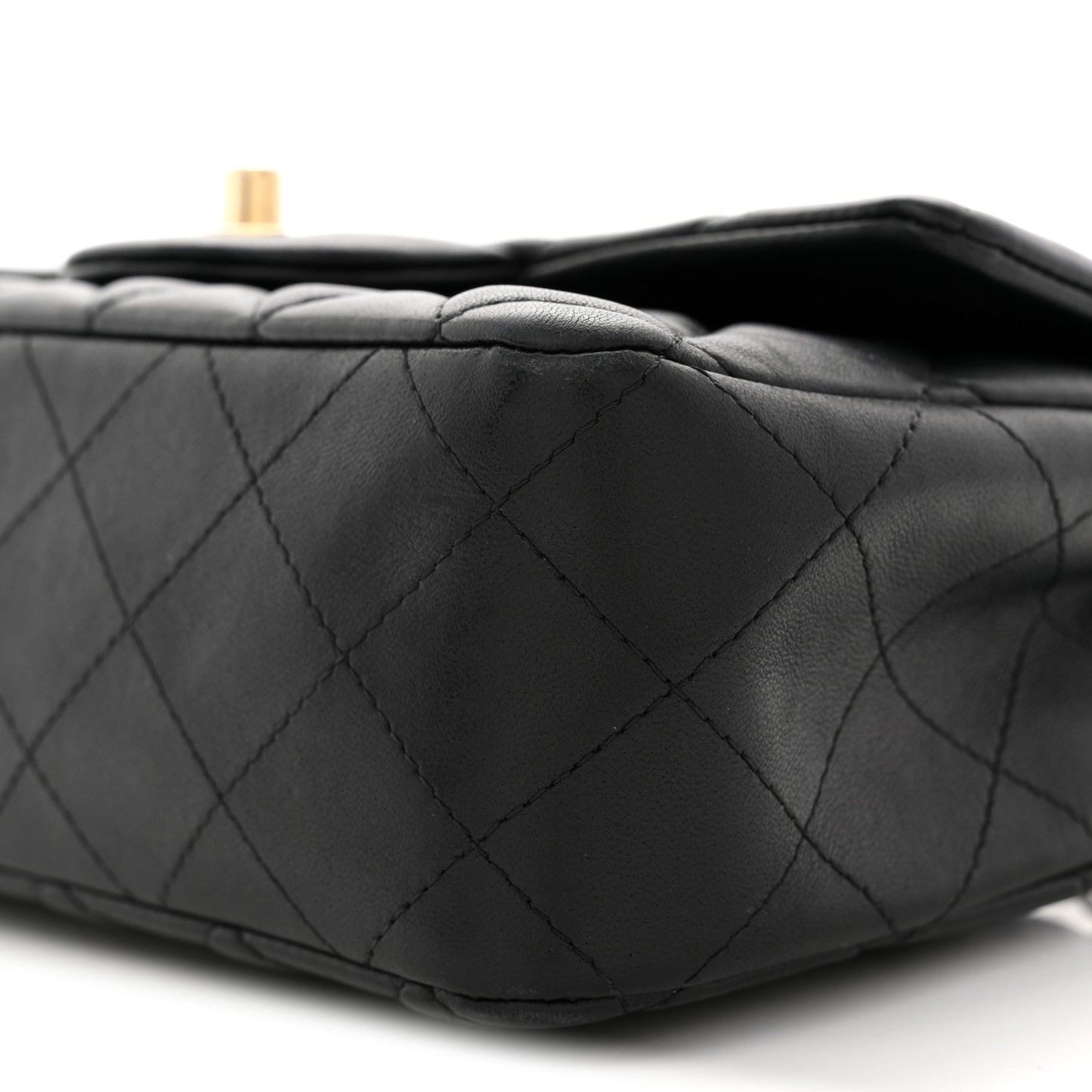 Lambskin Quilted Mini Rectangular Flap Black