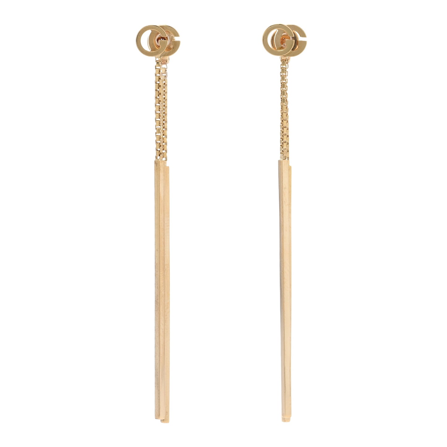 18K Yellow Gold Running G Drop Chain Earrings